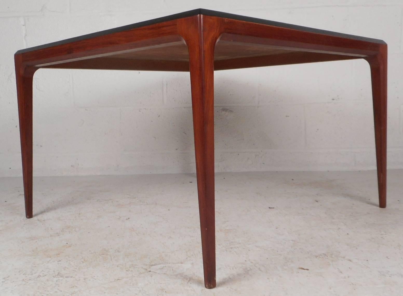 walnut mid century modern coffee table