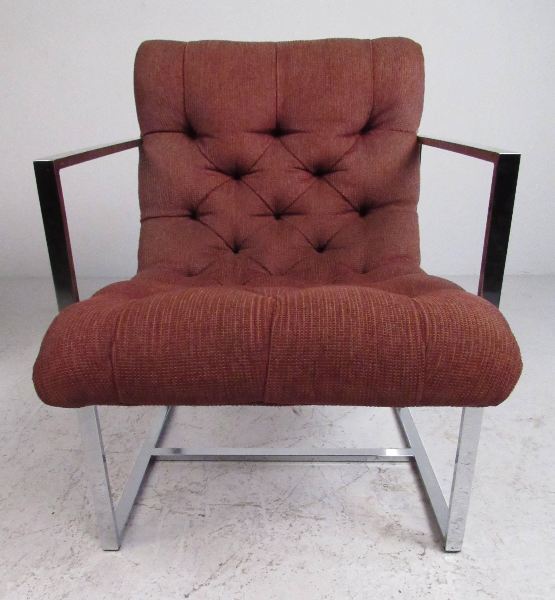 American Pair of Mid-Century Milo Baughman Style Lounge Chairs