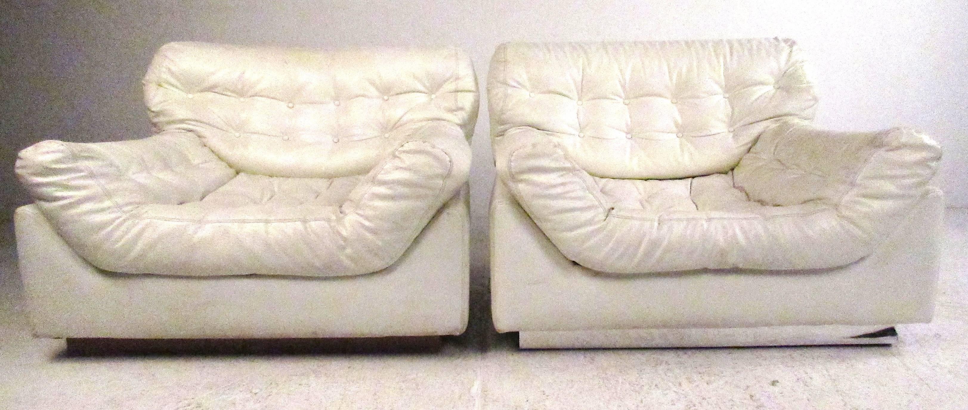 American Pair Sculpted Modern Lounge Chairs