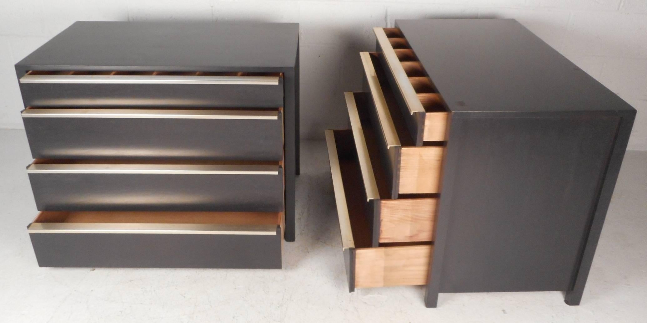 Pair of Mid-Century Modern Ebonized Chests in the Style of George Nelson 1