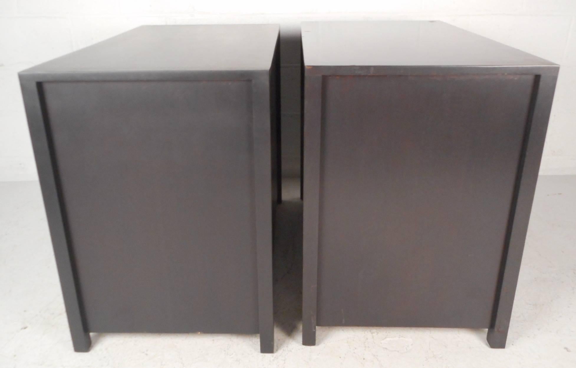 Late 20th Century Pair of Mid-Century Modern Ebonized Chests in the Style of George Nelson