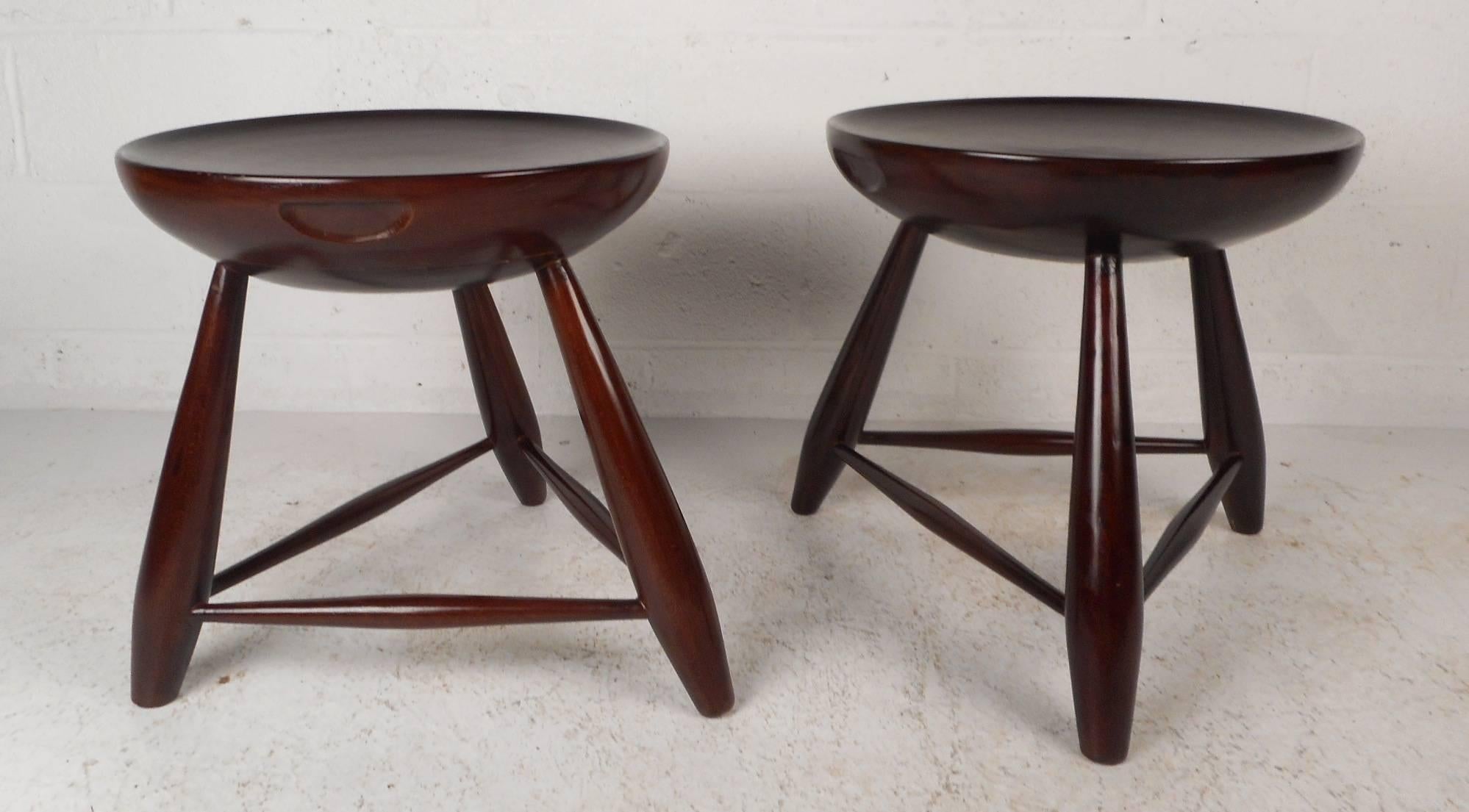 Unusual Pair of Mid-Century Modern End Tables In Good Condition In Brooklyn, NY