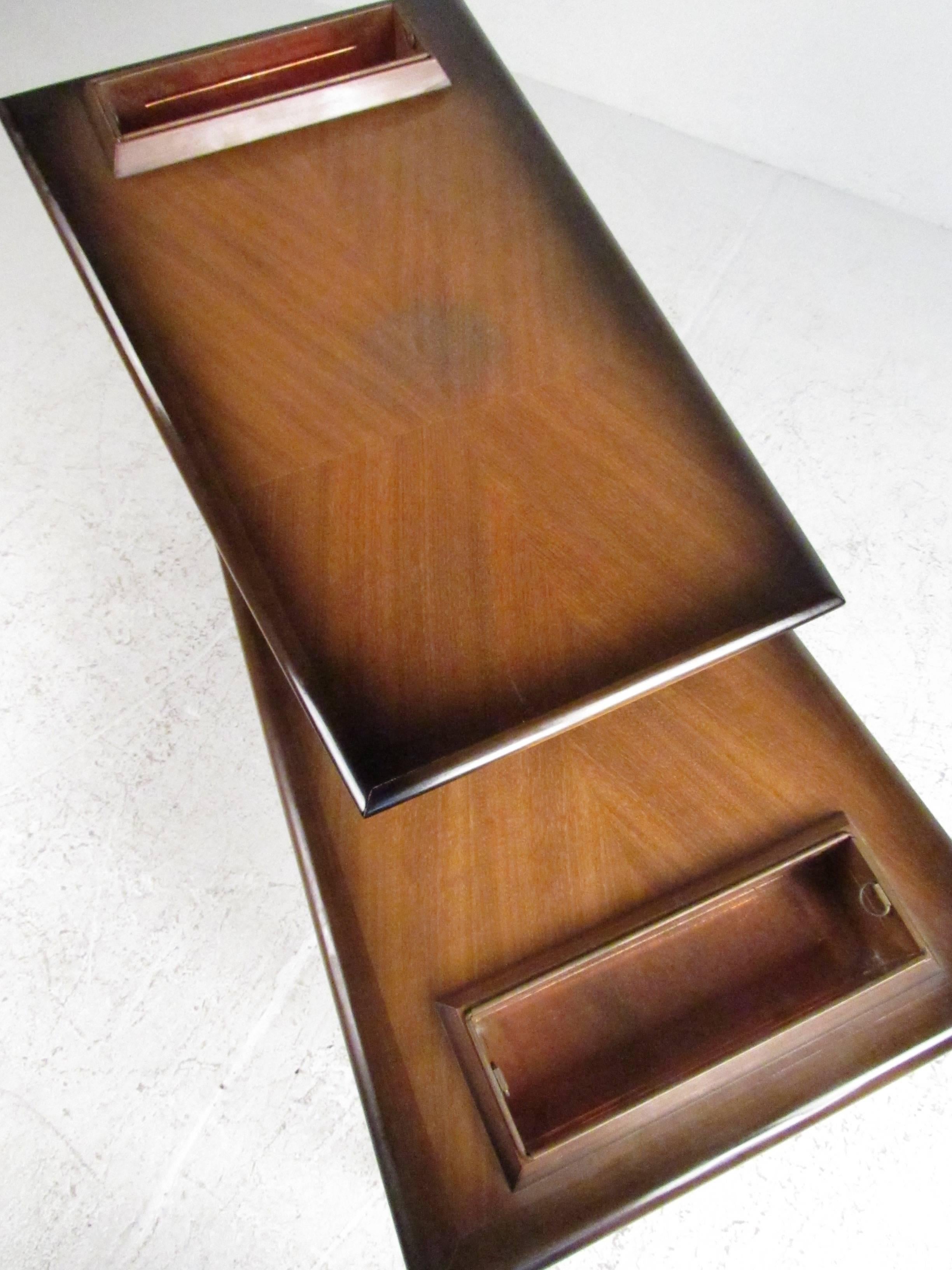Mid-Century Modern Mid-Century Sculptural Mahogany & Copper Step Table For Sale
