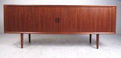 Scandinavian Modern Tambour Door Teak Sideboard/Credenza