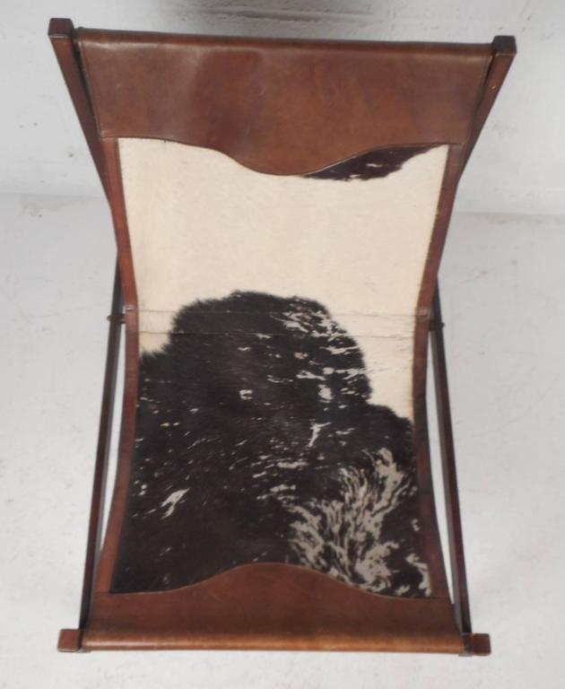 Vintage Cowhide and Leather Italian Lounge Chair by Delgase Displays In Good Condition In Brooklyn, NY