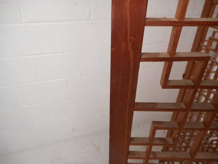 Mid Century Modern Teak Four Panel Lattice Folding Wall Divider For Sale At 1stdibs