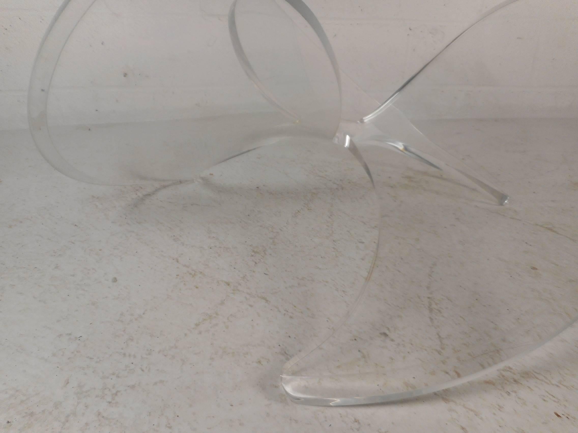Glass Mid-Century Modern Knut Hesterburg Style Lucite Propeller Coffee Table