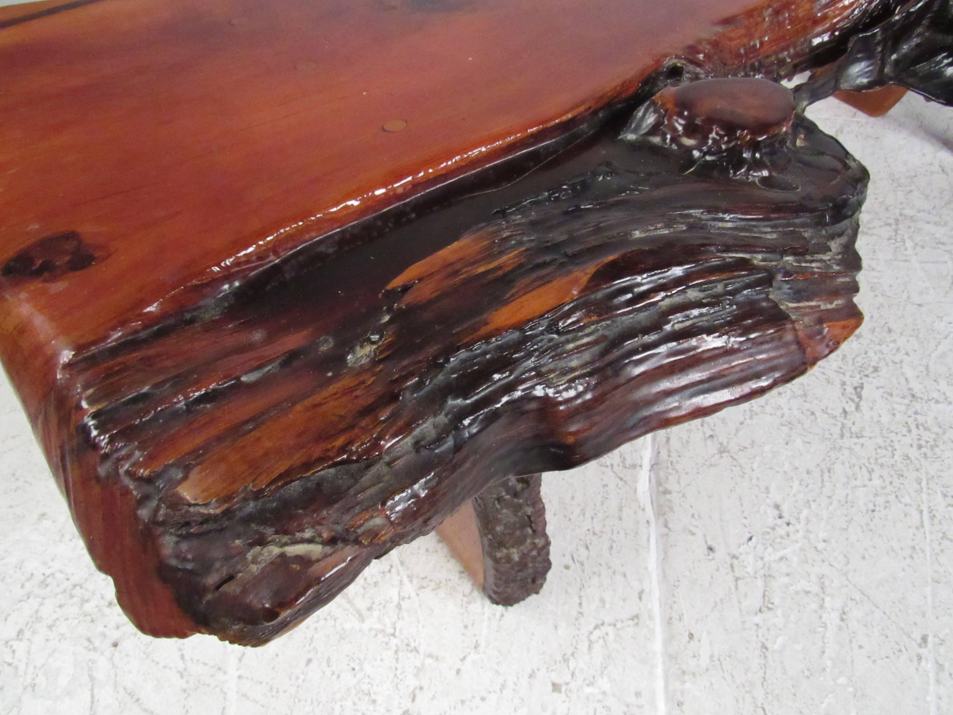 Rustic Live Edge Slab Coffee Table For Sale