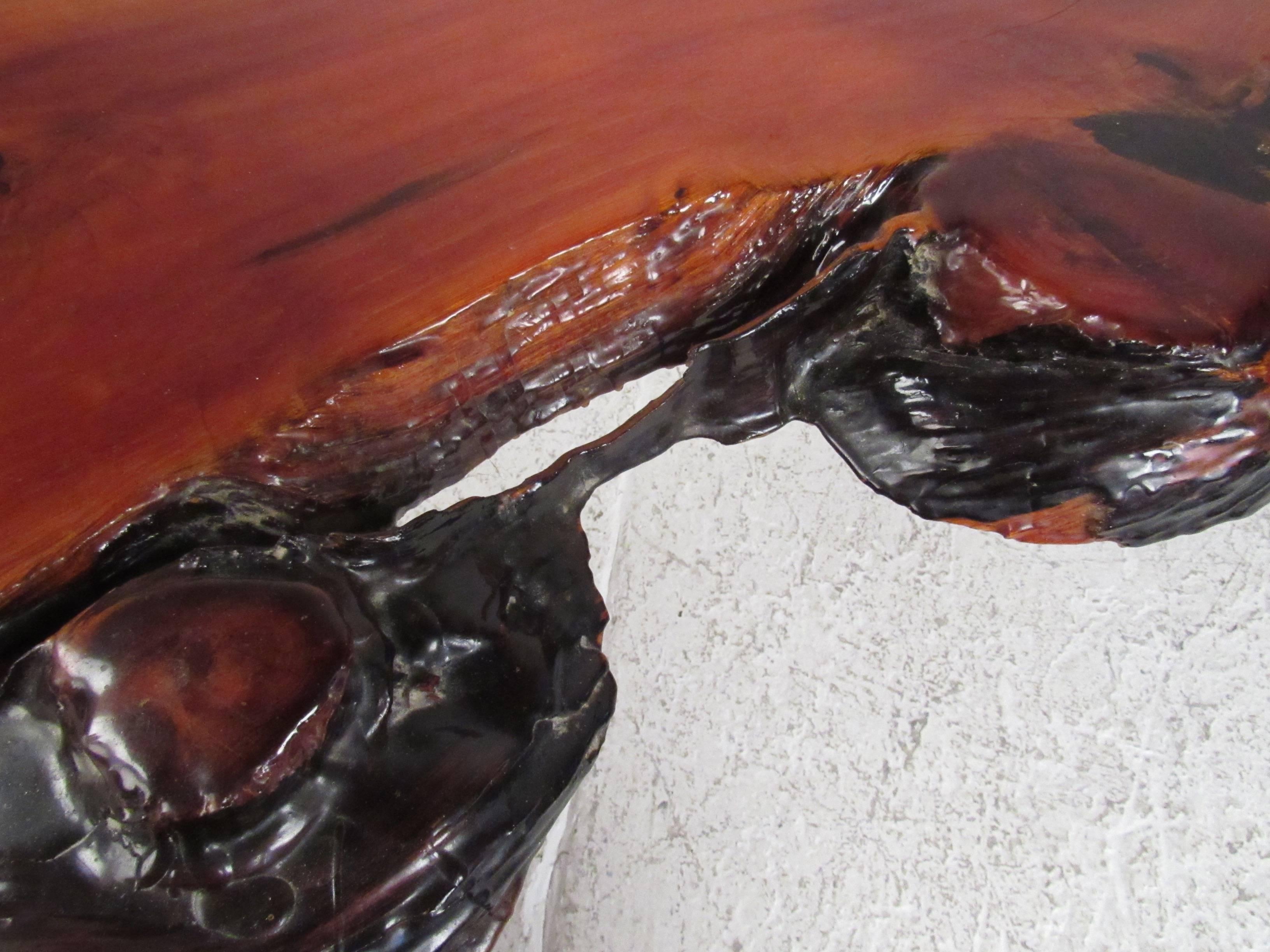 American Live Edge Slab Coffee Table For Sale