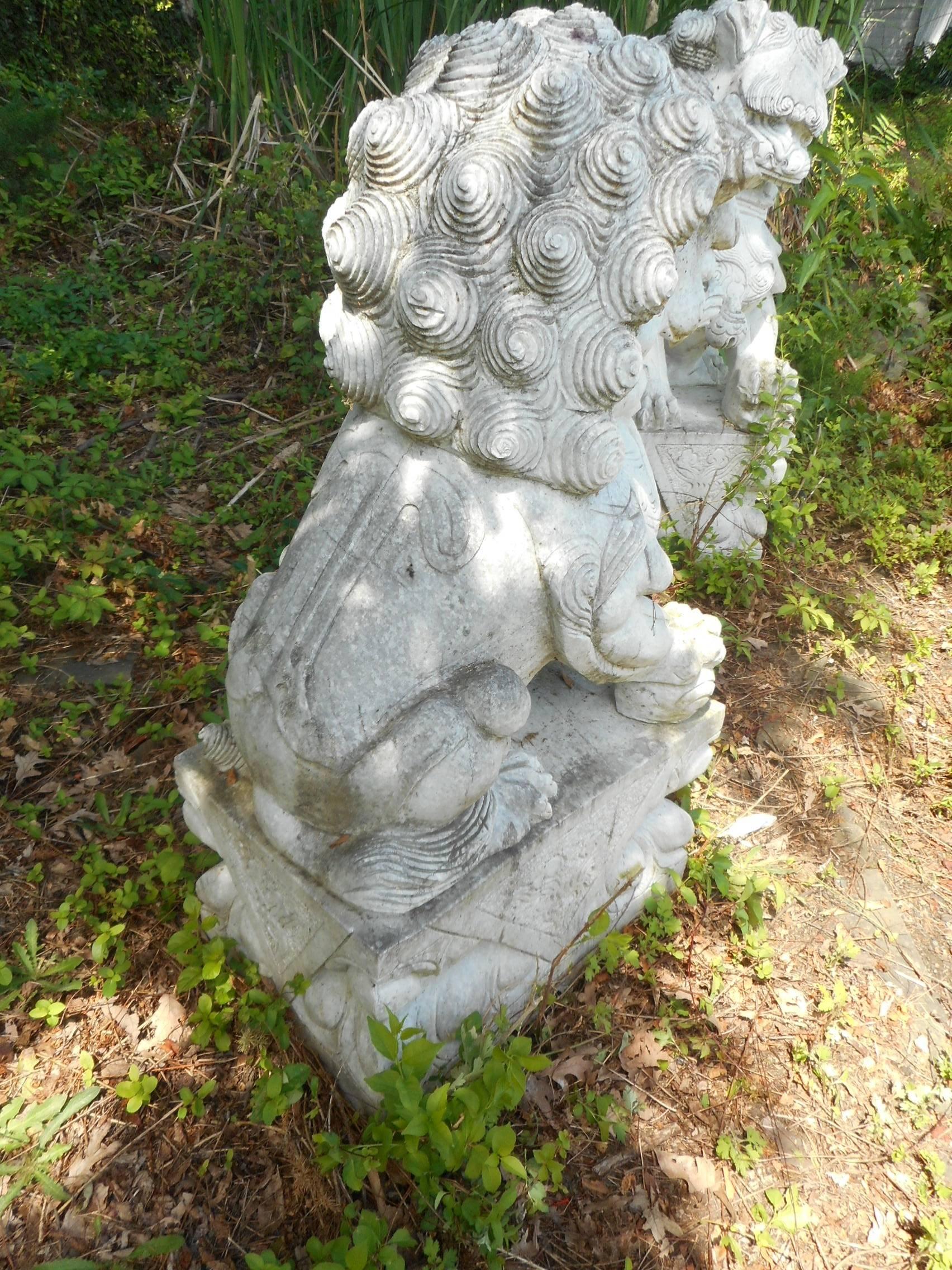 marble foo dog statues