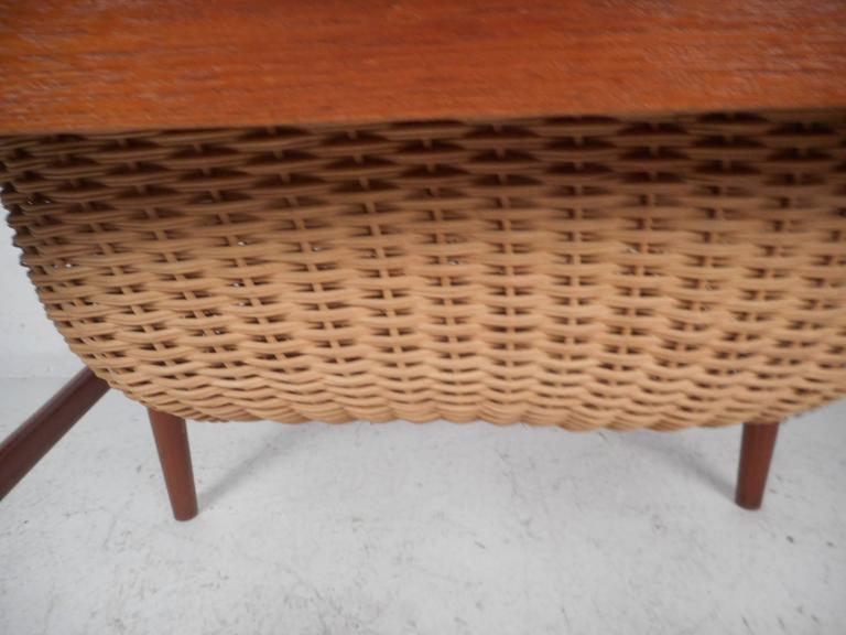 Mid-Century Modern Danish Teak Sewing Basket End Table For Sale 4
