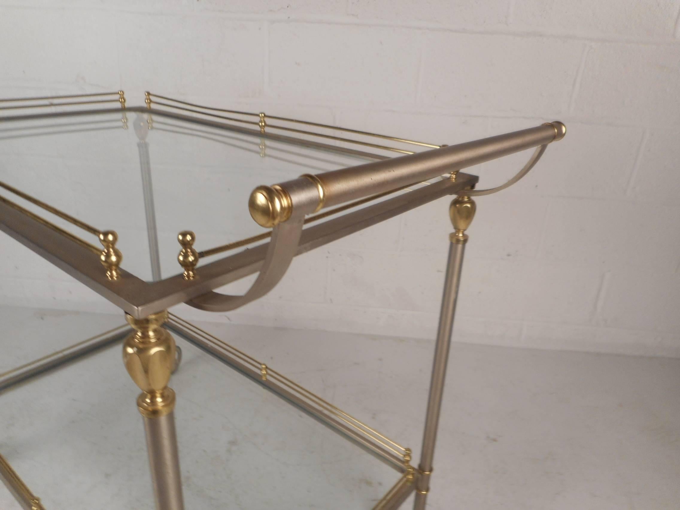 Mid-Century Modern Two-Tier Brass and Metal Serving Cart 1