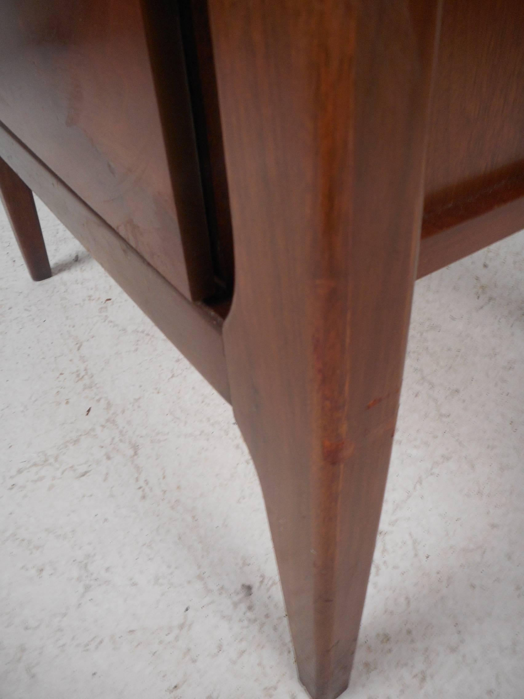 Metal Mid-Century Modern Walnut Nightstand