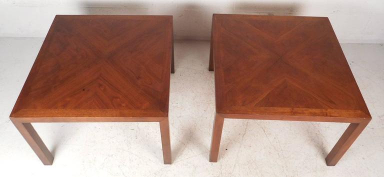 Mid-Century Modern Square Walnut End Tables by Lane Furniture In Good Condition For Sale In Brooklyn, NY