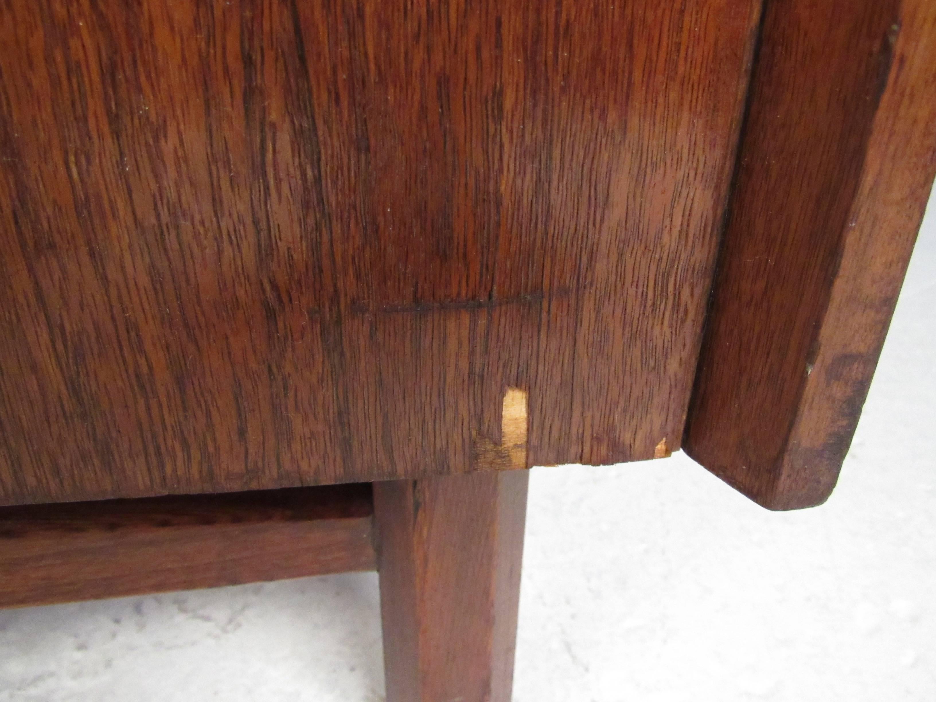 Walnut + Brass Credenza by Young Manufacturing Co. In Good Condition For Sale In Brooklyn, NY