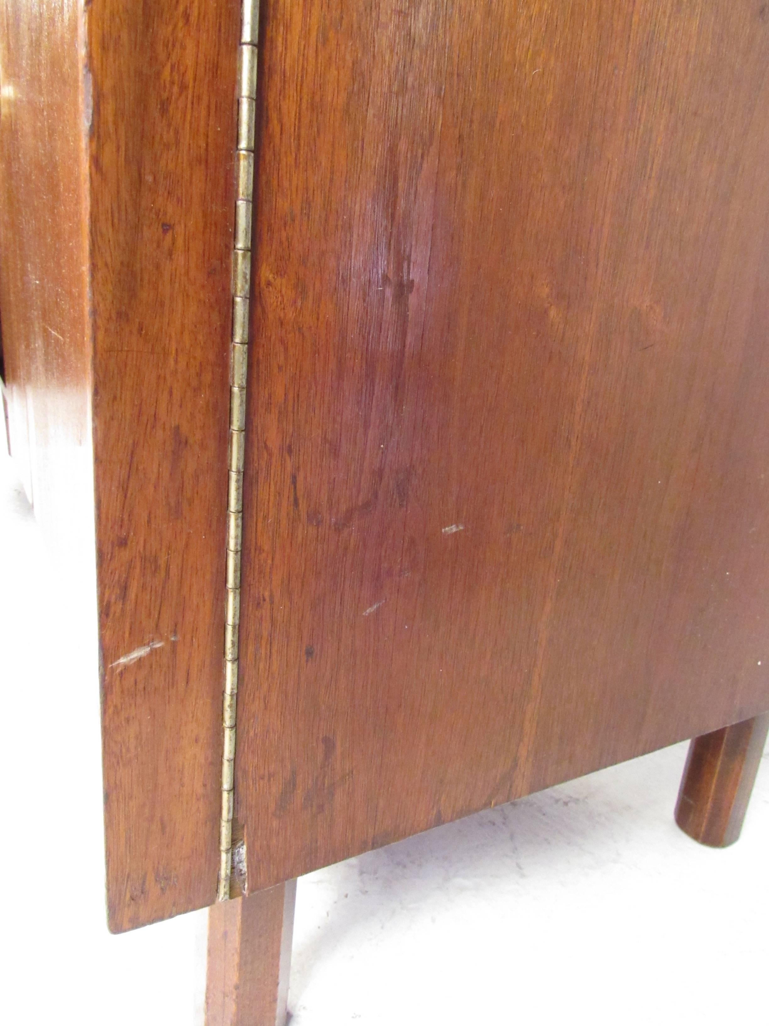 Mid-20th Century Walnut + Brass Credenza by Young Manufacturing Co. For Sale