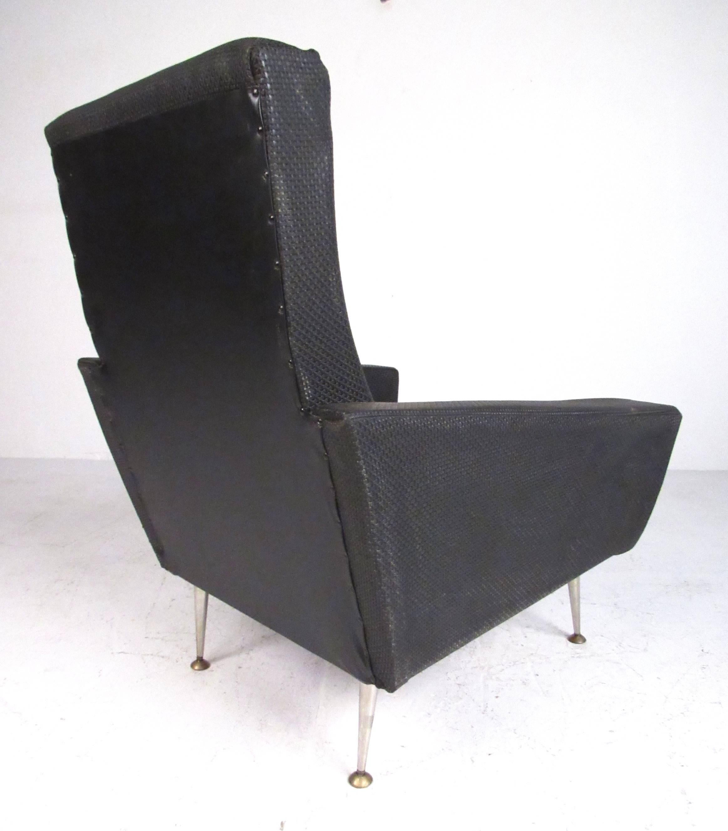 Mid-20th Century Pair of Italian High Back Lounge Chairs For Sale
