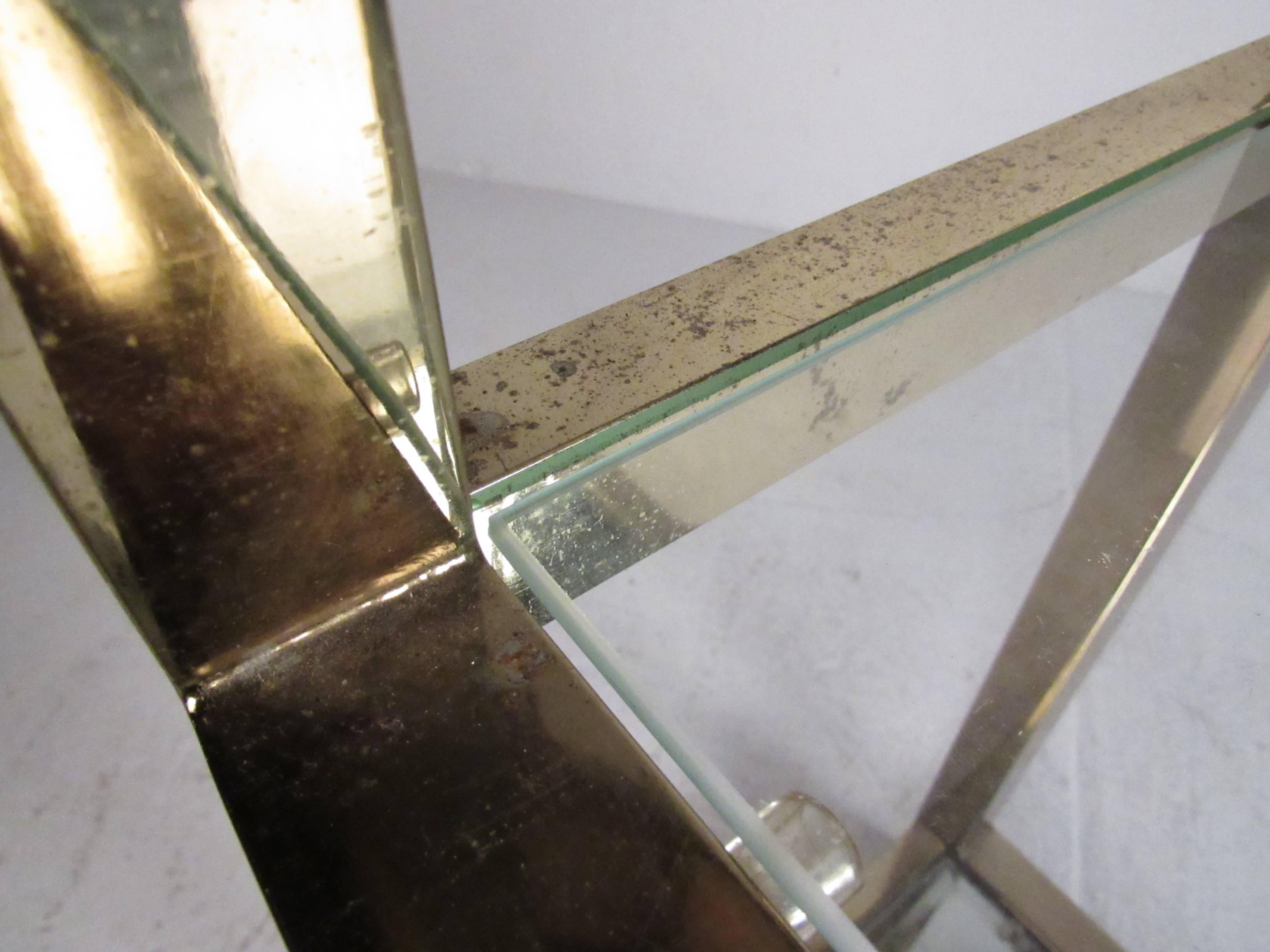 20th Century Mid-Century Modern Polished Brass Etagere For Sale