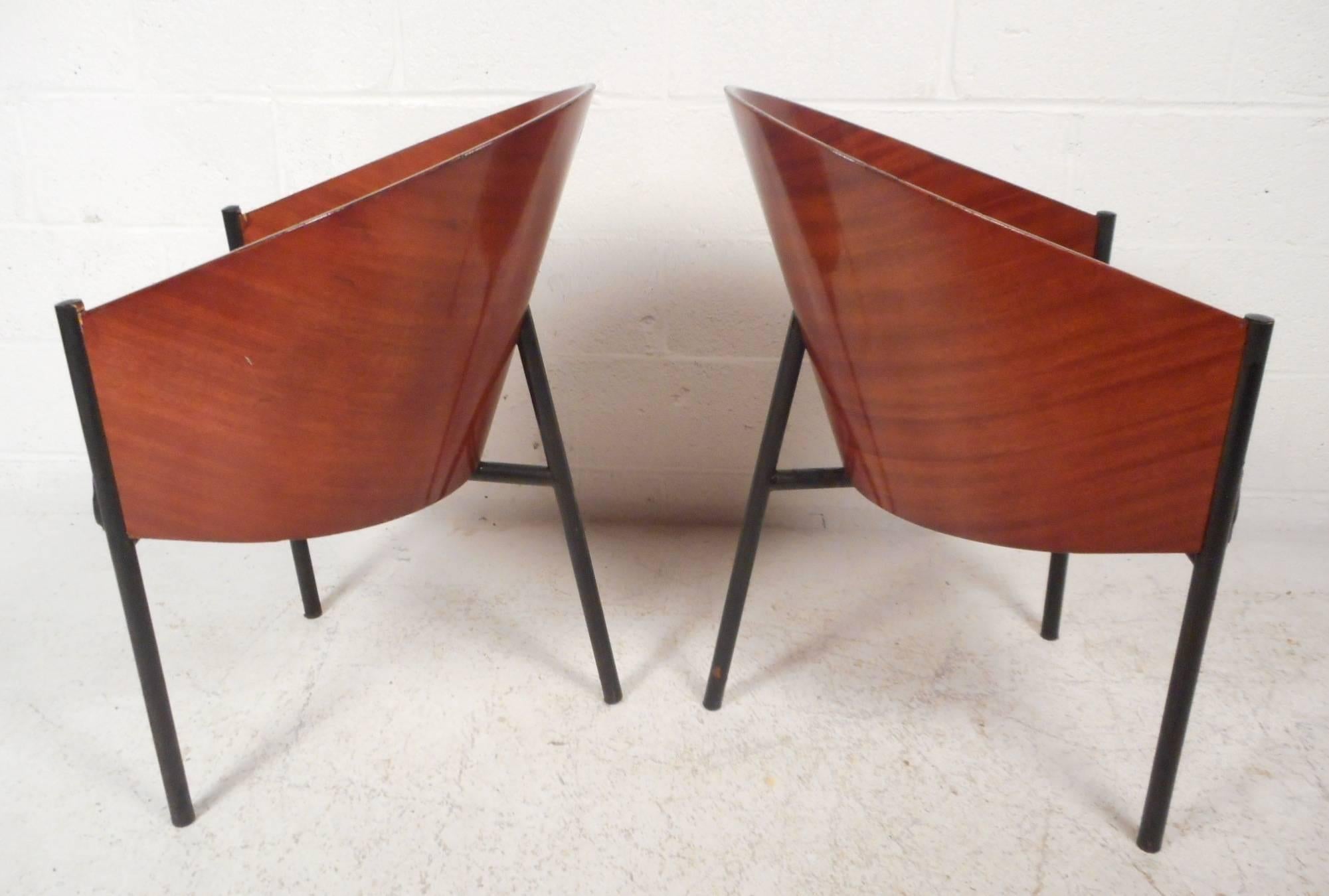 Late 20th Century Mid-Century Modern Italian Pratfall Lounge Chairs by Phillipe Starck