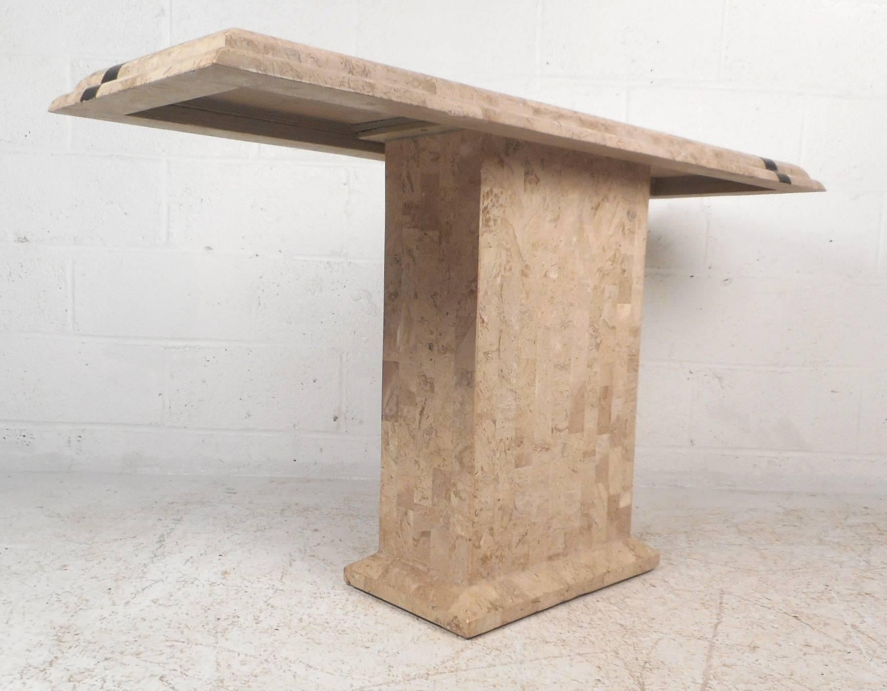 Mid-Century Maitland-Smith Style Tessellated Stone Console Table In Good Condition For Sale In Brooklyn, NY