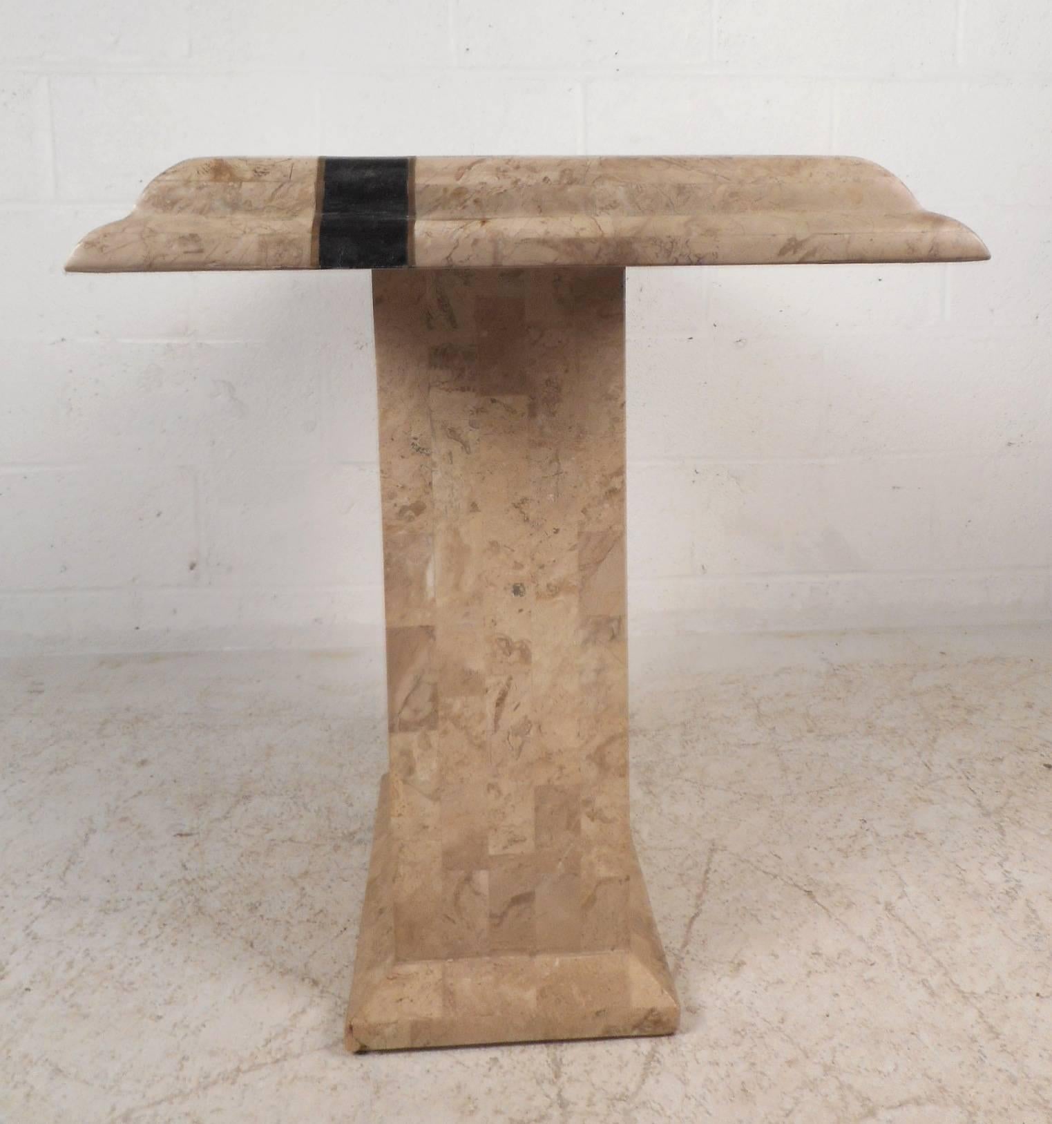 Late 20th Century Mid-Century Maitland-Smith Style Tessellated Stone Console Table For Sale