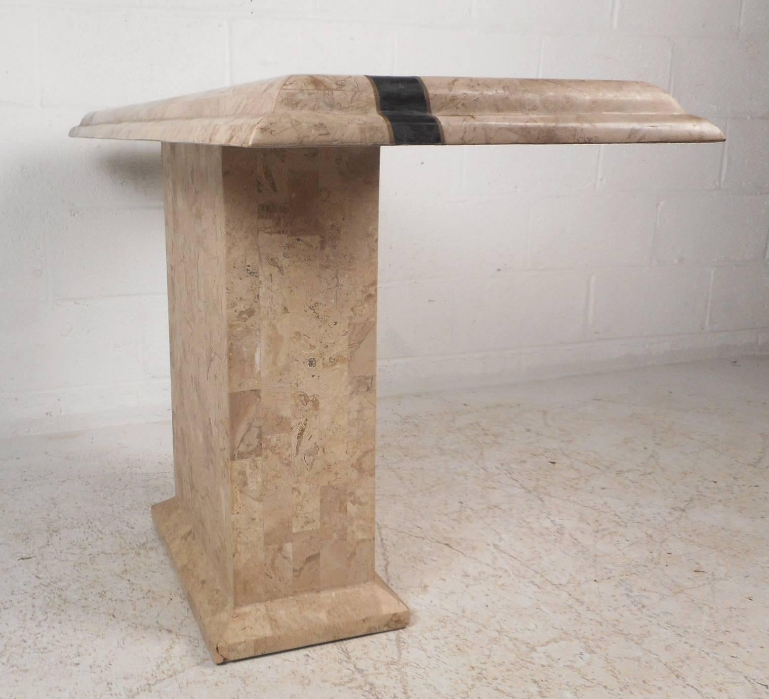 Marble Mid-Century Maitland-Smith Style Tessellated Stone Console Table For Sale