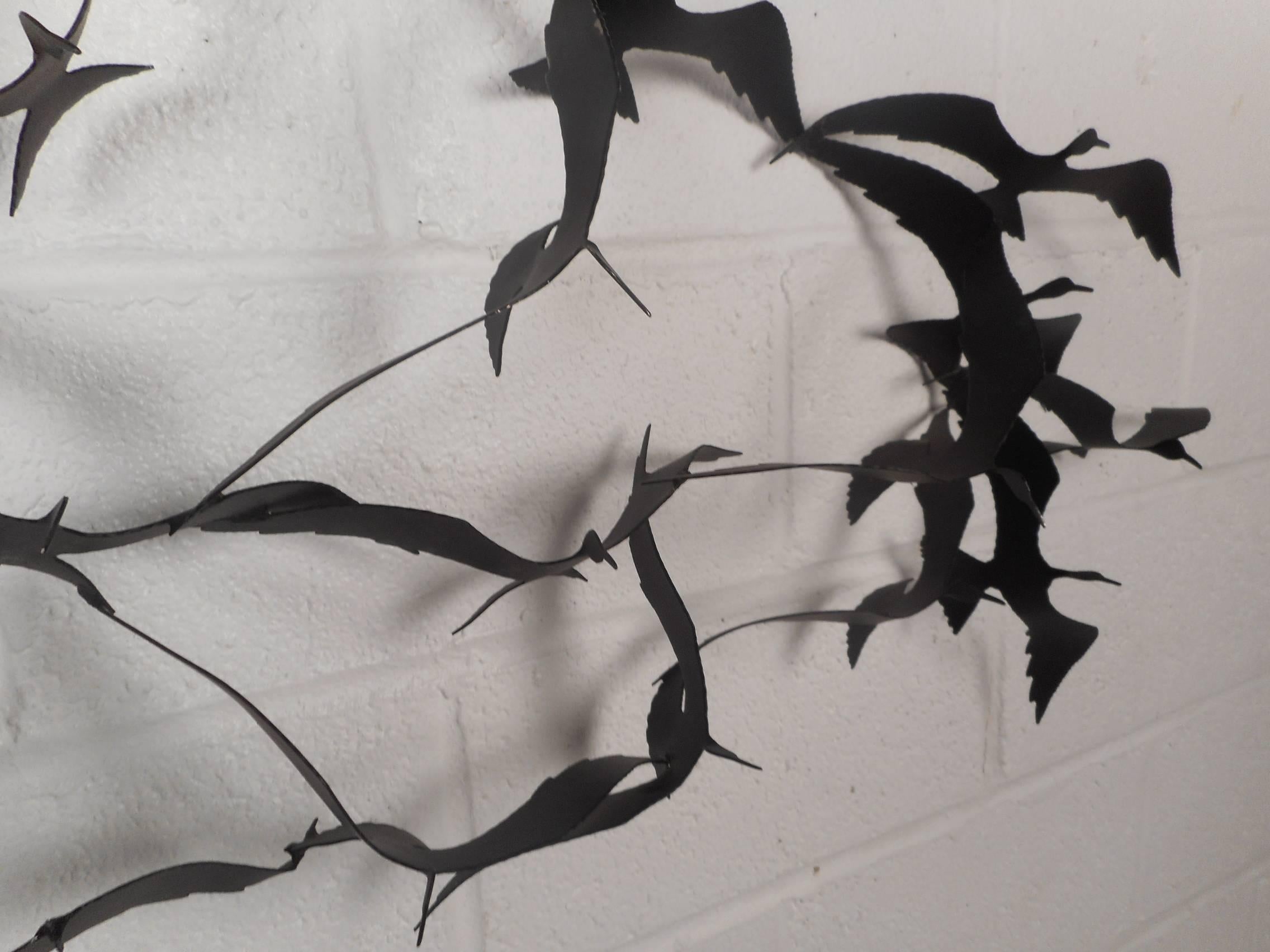black metal birds wall decor