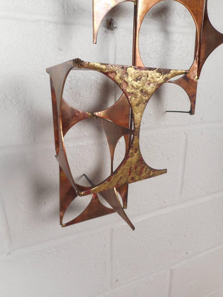 MidCentury Modern C. Jere Style Copper and Brass Wall Art For Sale at