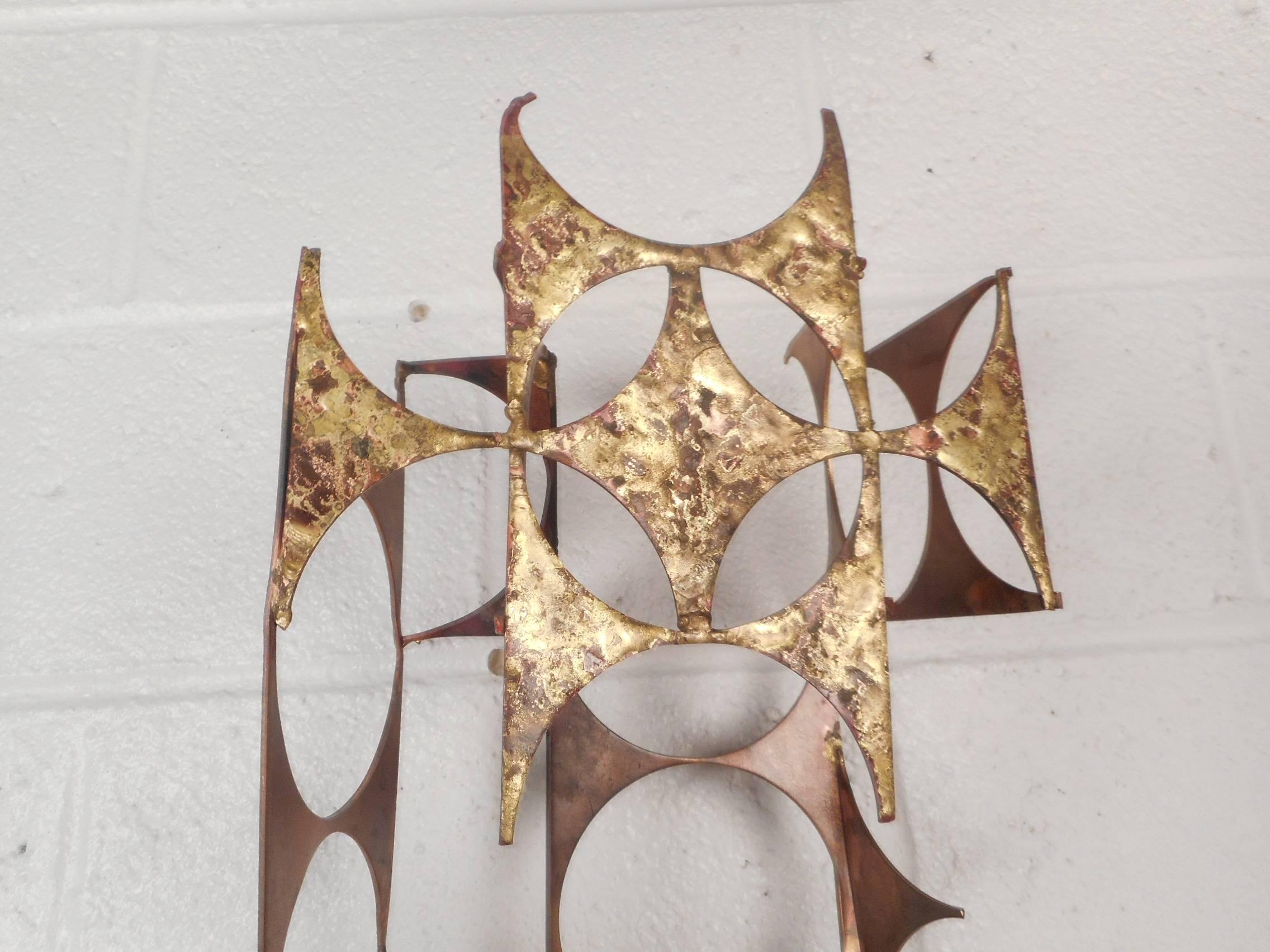 Mid-Century Modern C. Jere Style Copper and Brass Wall Art In Good Condition For Sale In Brooklyn, NY