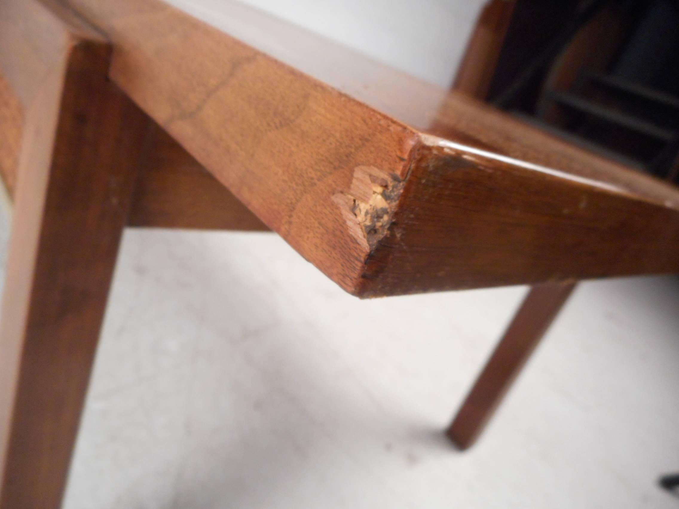 Mid-Century Modern Walnut Coffee Table with Cane Sides For Sale 4