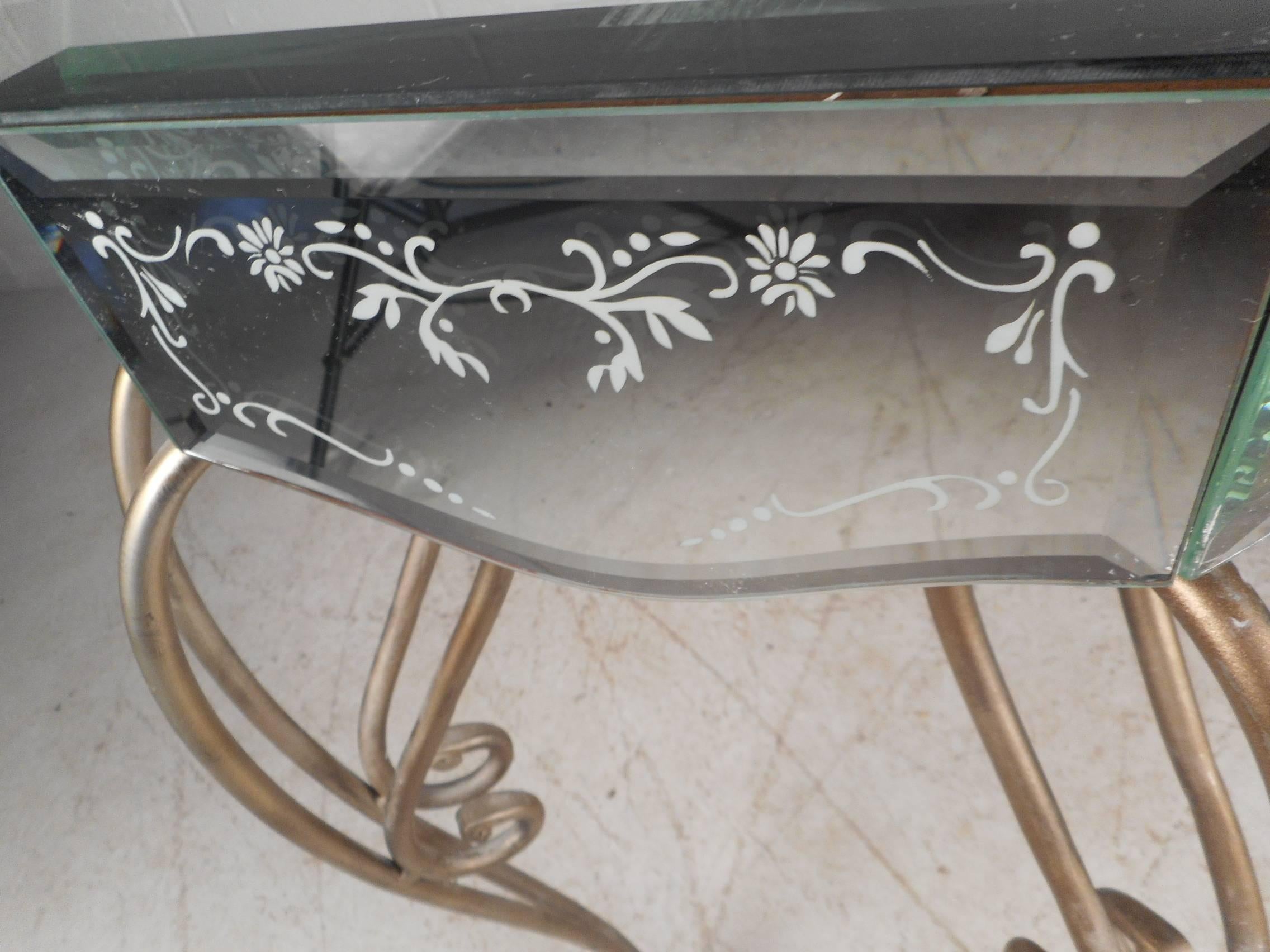 Metal Mid-Century Modern Italian Mirrored Console Table