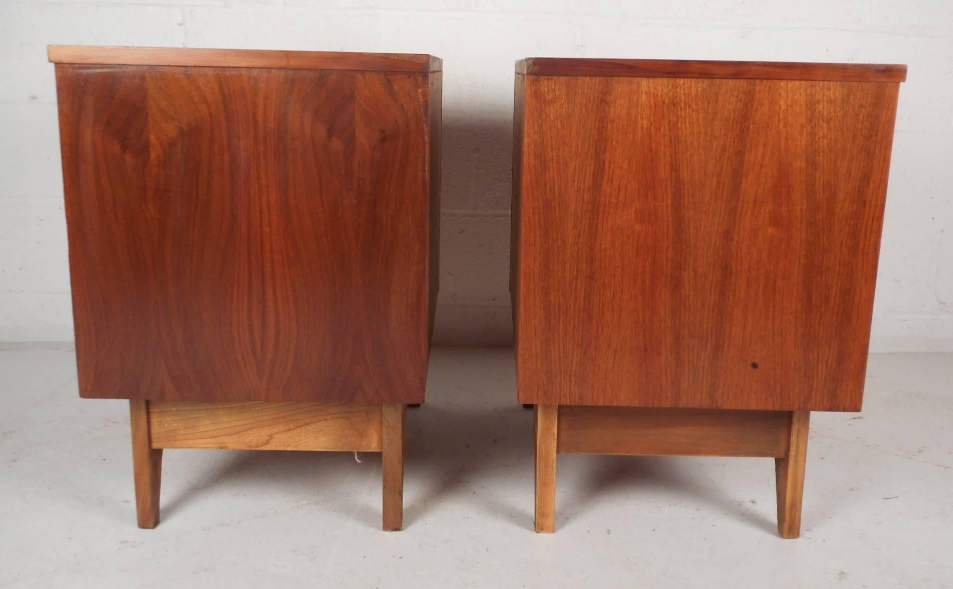 Late 20th Century Mid-Century Modern Walnut Curved Front Nightstands