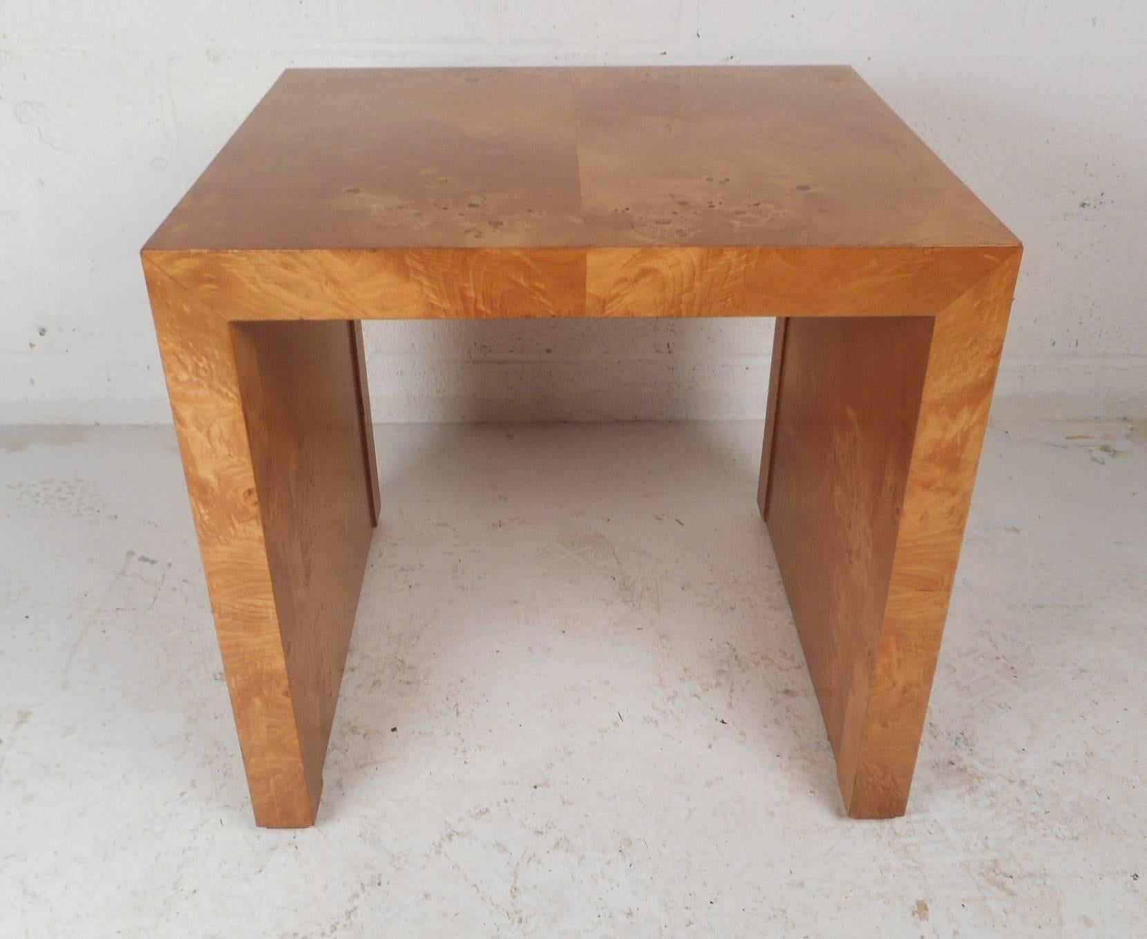 American Mid-Century Modern Burl End Table in the Style of Milo Baughman