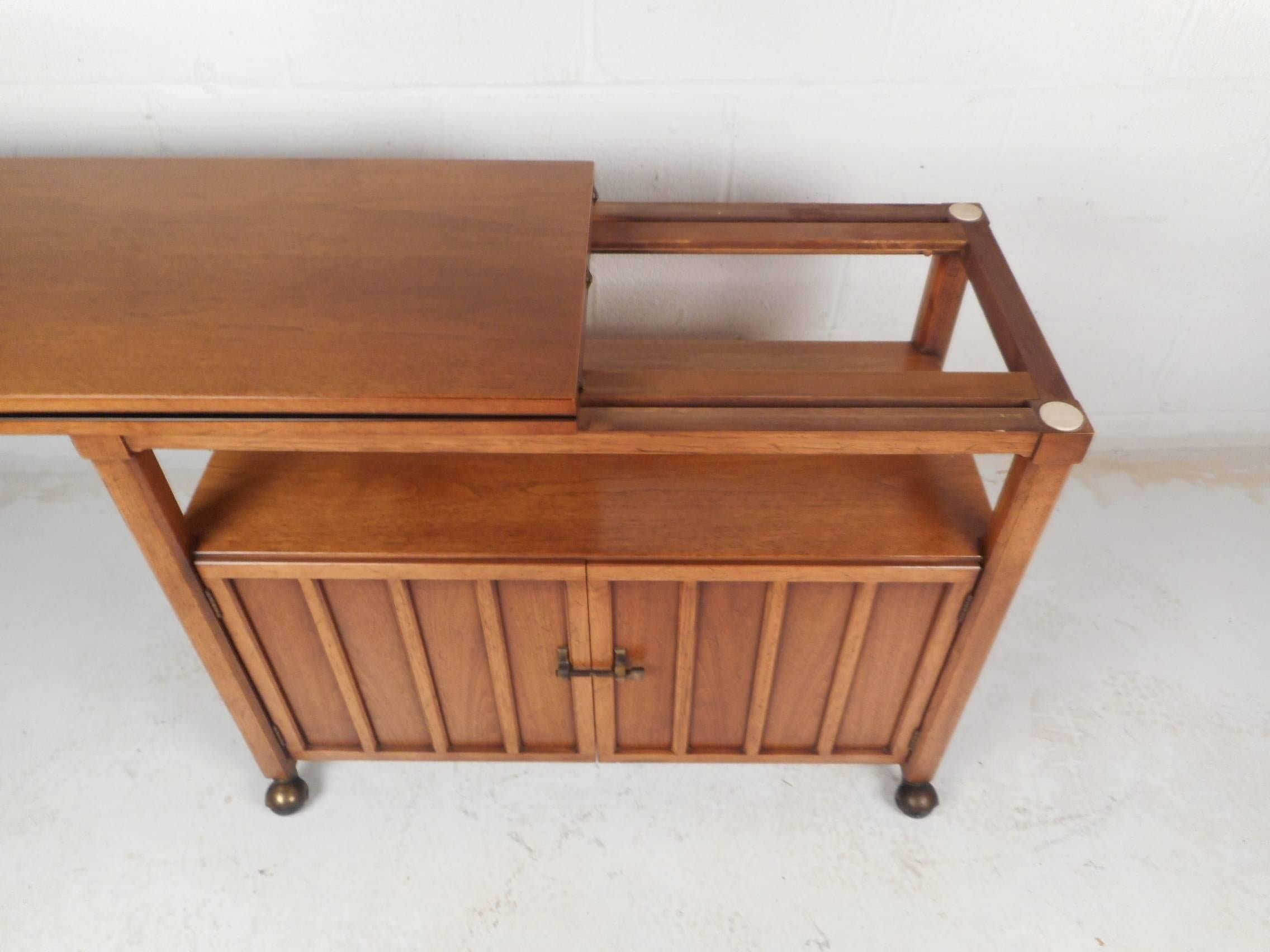 Mid-Century Modern Walnut Bar Cart 1