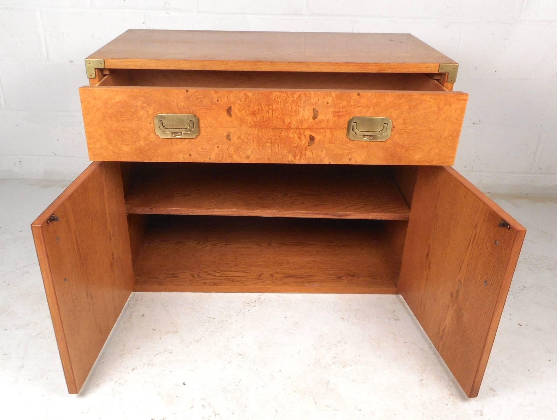 Mid-Century Modern Burl Campaign Chest In Good Condition In Brooklyn, NY
