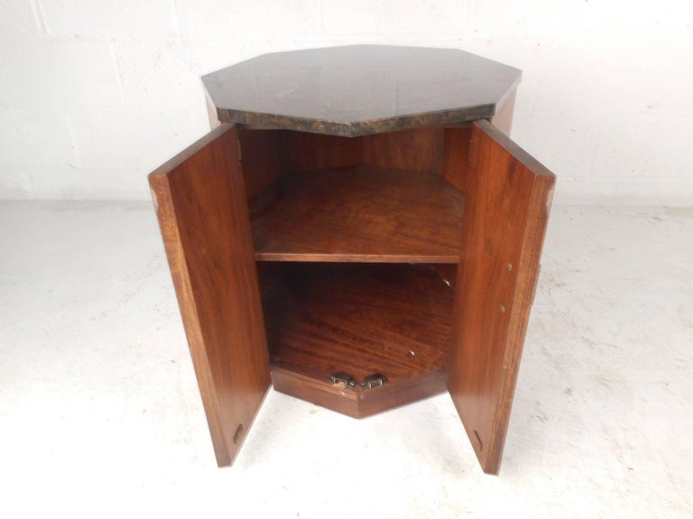 MidCentury Modern Walnut Octagonal Drum Table in the Manner of Harvey