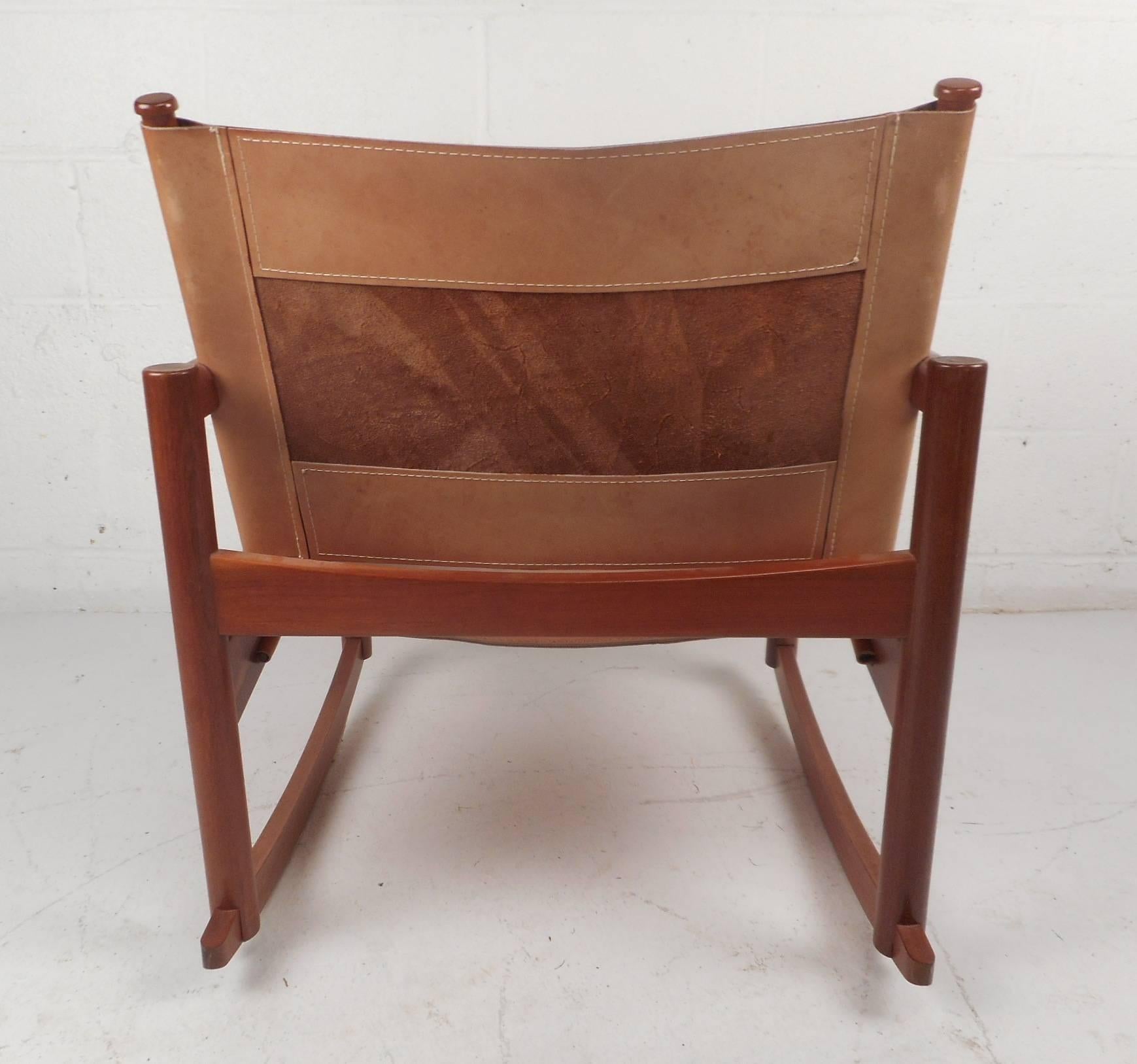 mid century leather rocking chair