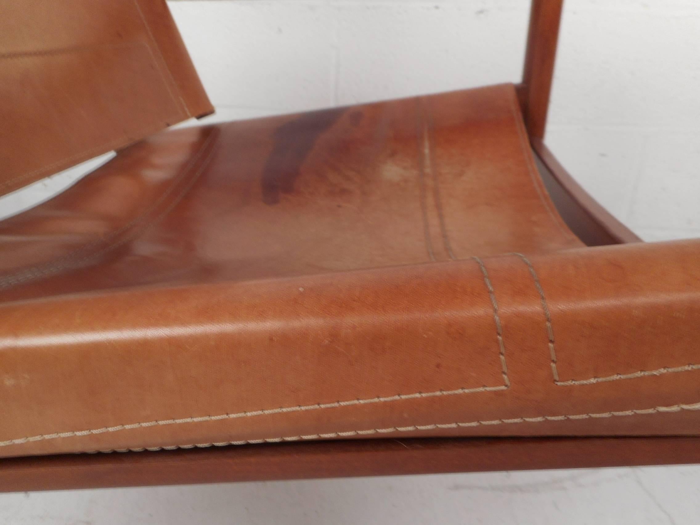 Brazilian Mid-Century Modern Leather Rocking Chair by Michel Arnoult