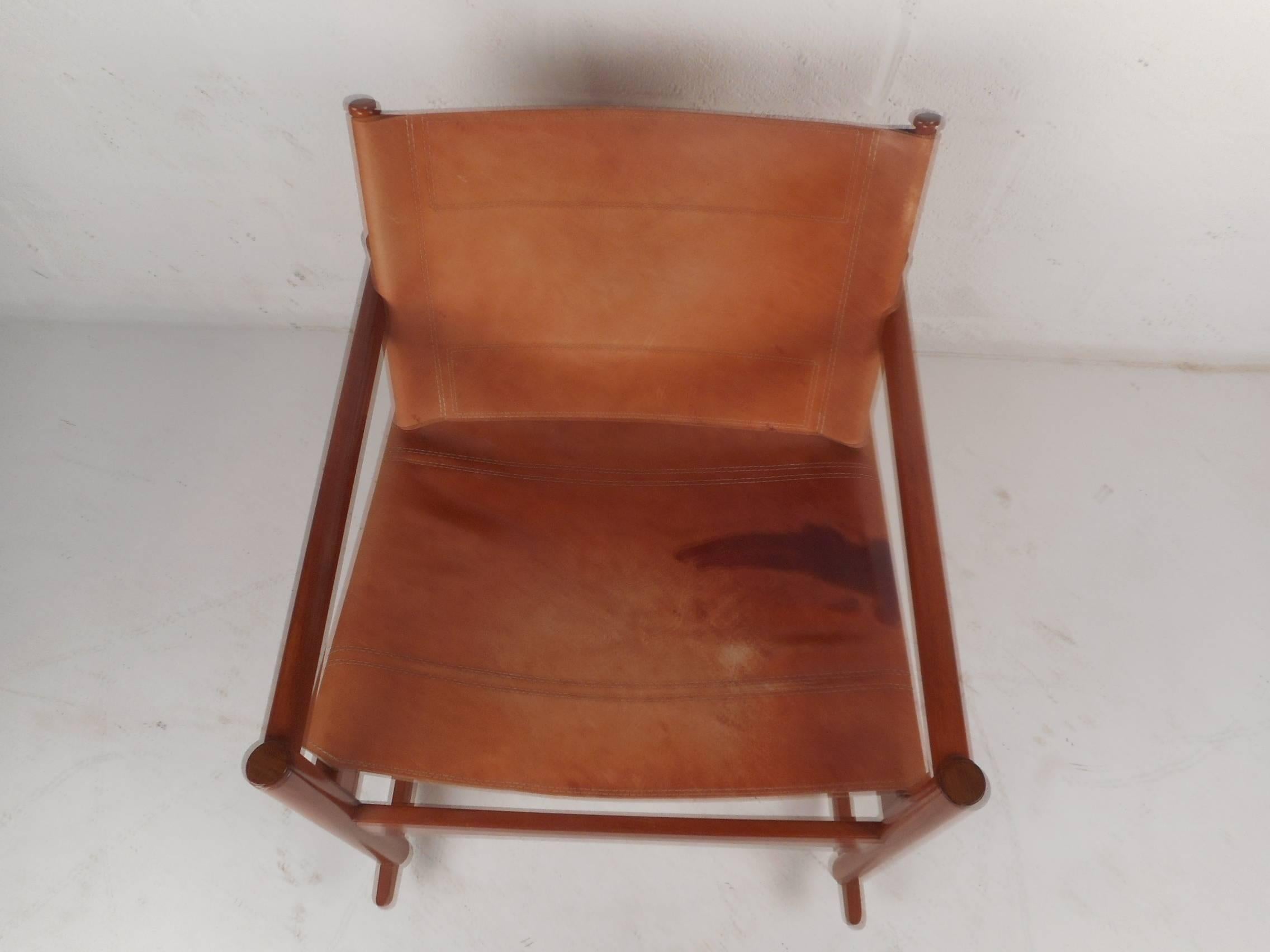 Mid-Century Modern Leather Rocking Chair by Michel Arnoult In Good Condition In Brooklyn, NY
