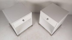 Pair of Mid-Century Modern White Nightstands