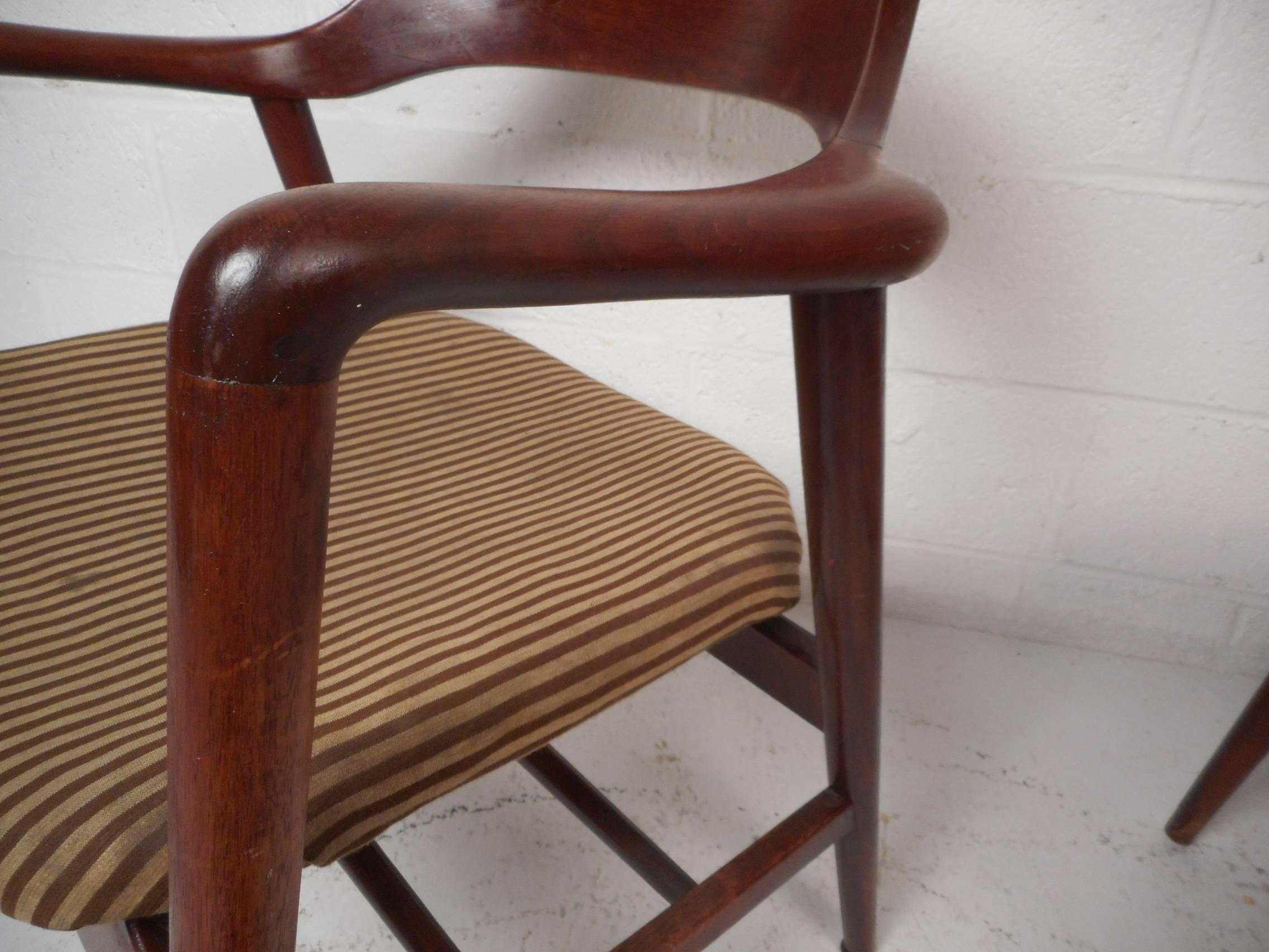 Upholstery Mid-Century Modern Sculpted Side Chairs by Gunlocke