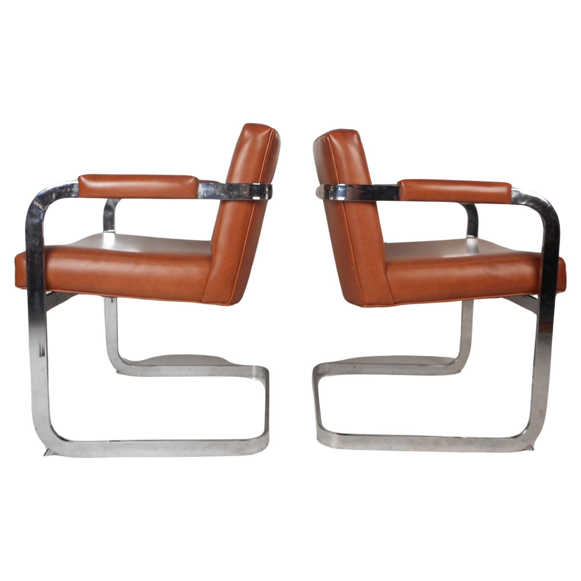 Milo Baughman Freischwinger-Lounge-Stühle aus der Mitte des Jahrhunderts