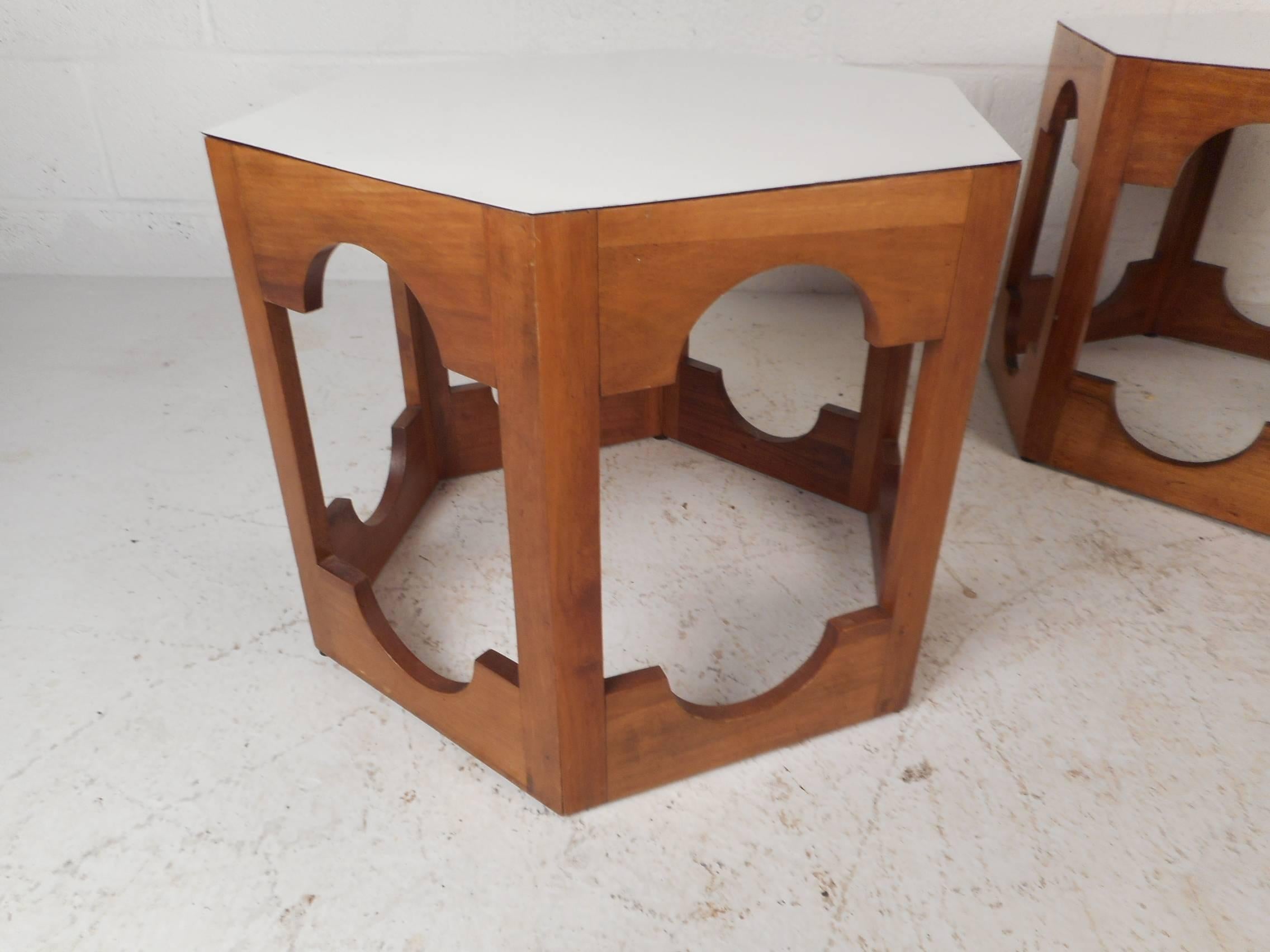 Mid-Century Modern Italian Mid-Century Hexagonal End Tables For Sale