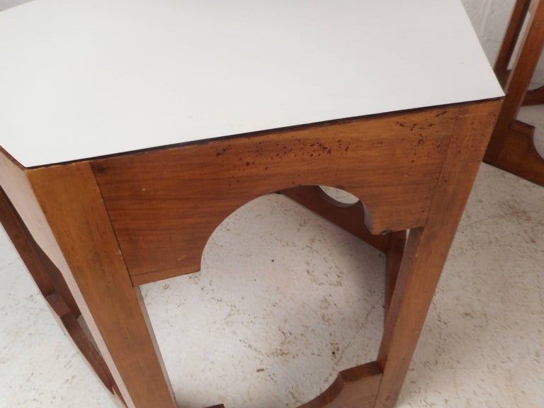 Pair of Mid-Century Modern Italian Hexagonal End Tables For Sale 1