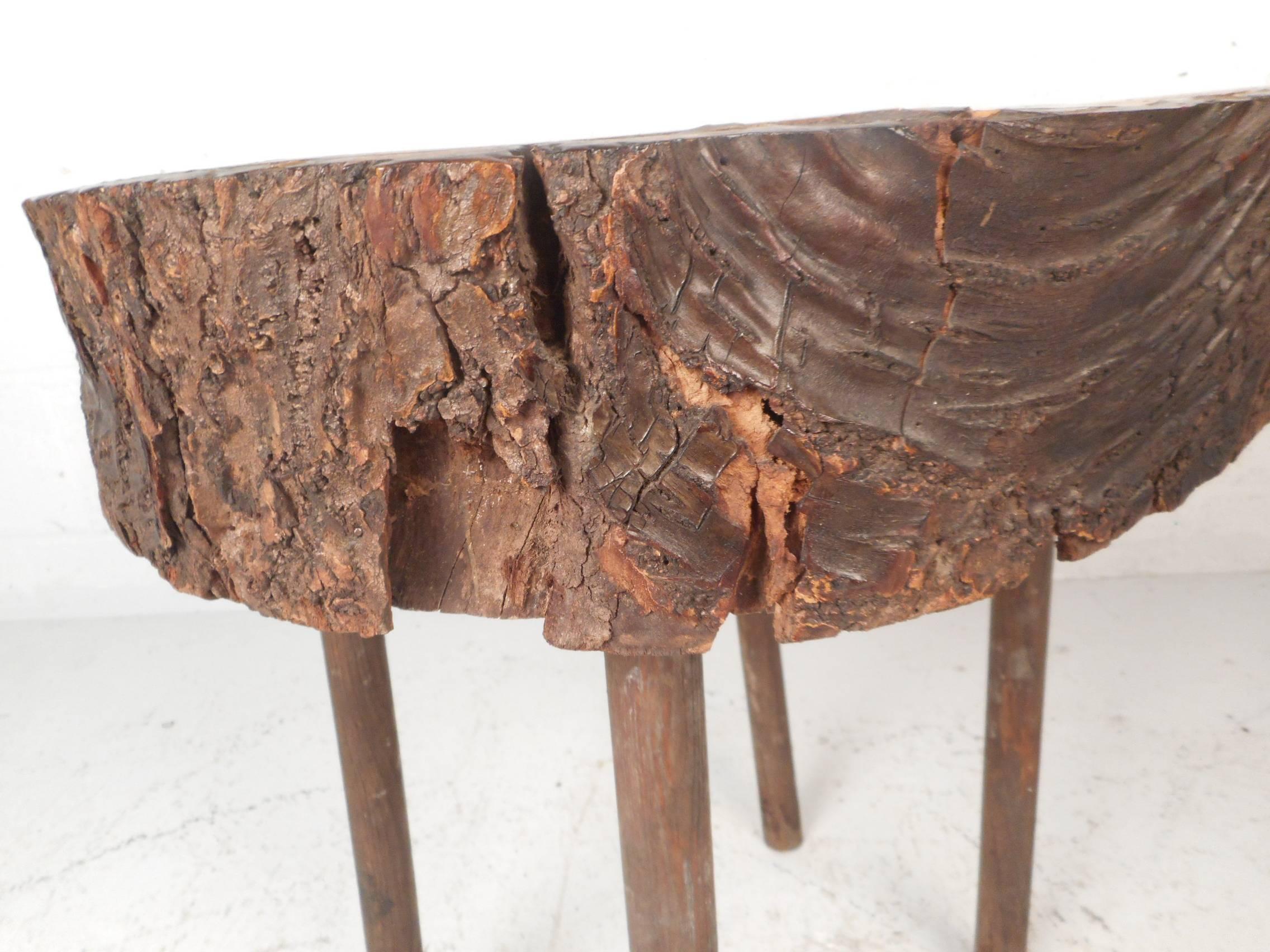 Wood Mid-Century Modern Tree Slab End Table