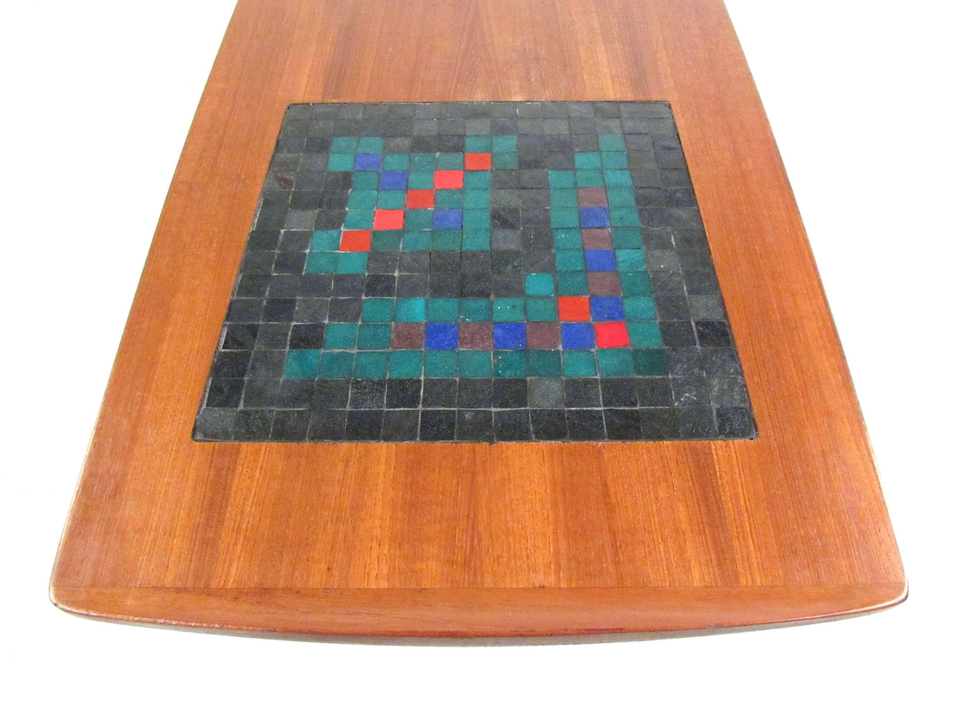 Danish Teak and Mosaic Coffee Table by Arne Hovmand-Olsen In Good Condition In Brooklyn, NY