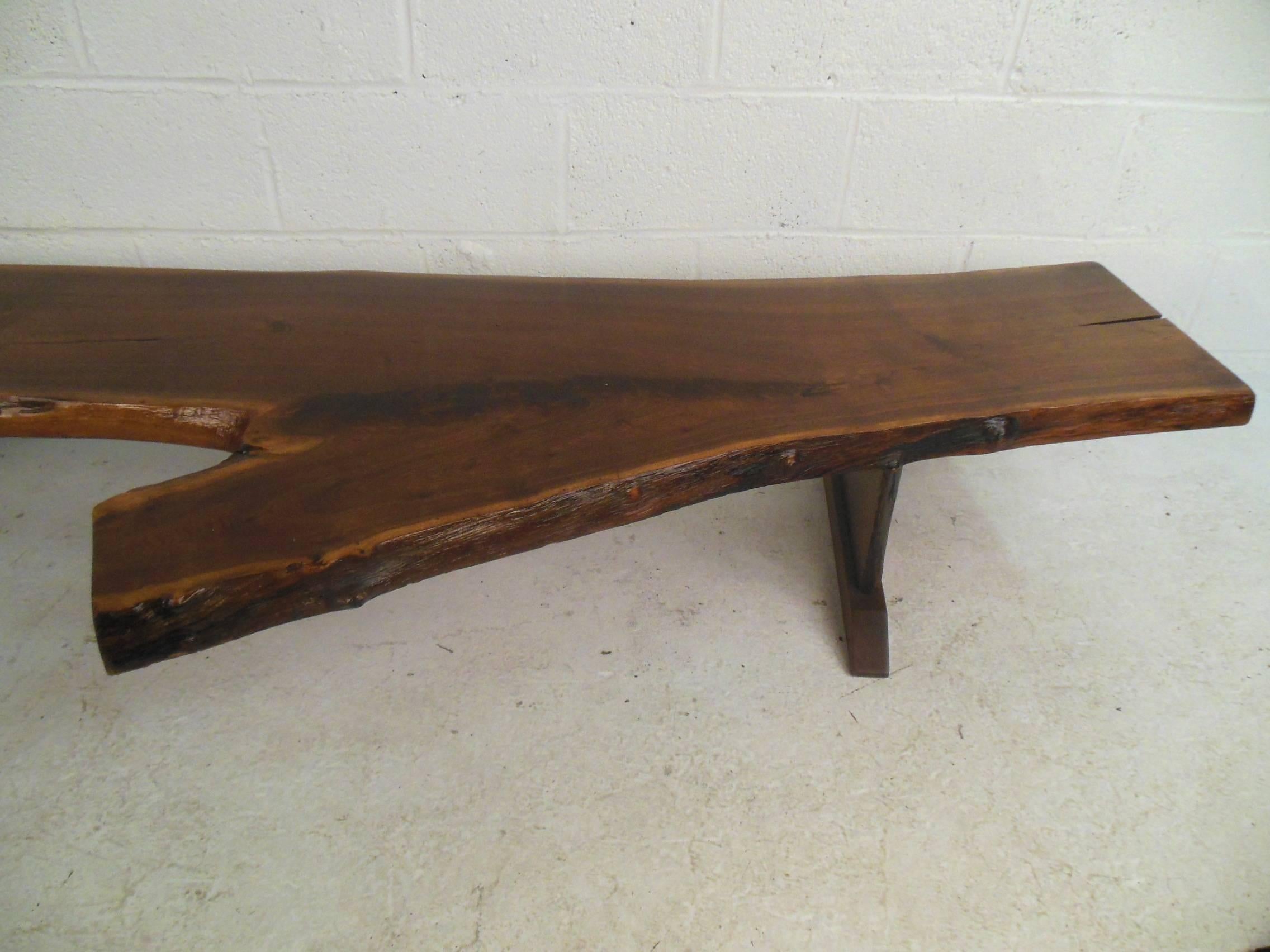 Wood Impressive Mid-Century Modern Live Edge Tree Slab Coffee Table