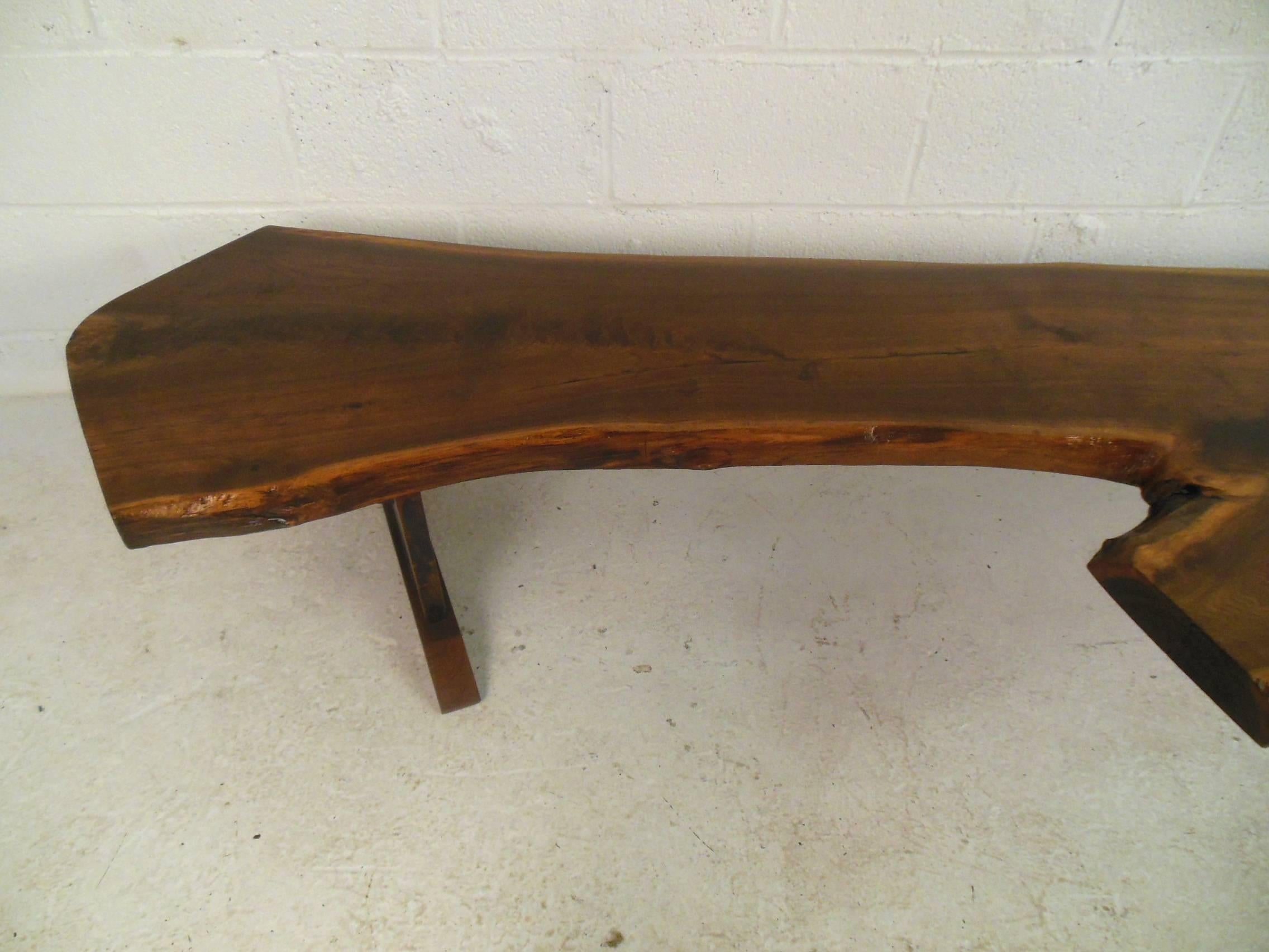 Impressive Mid-Century Modern Live Edge Tree Slab Coffee Table 1