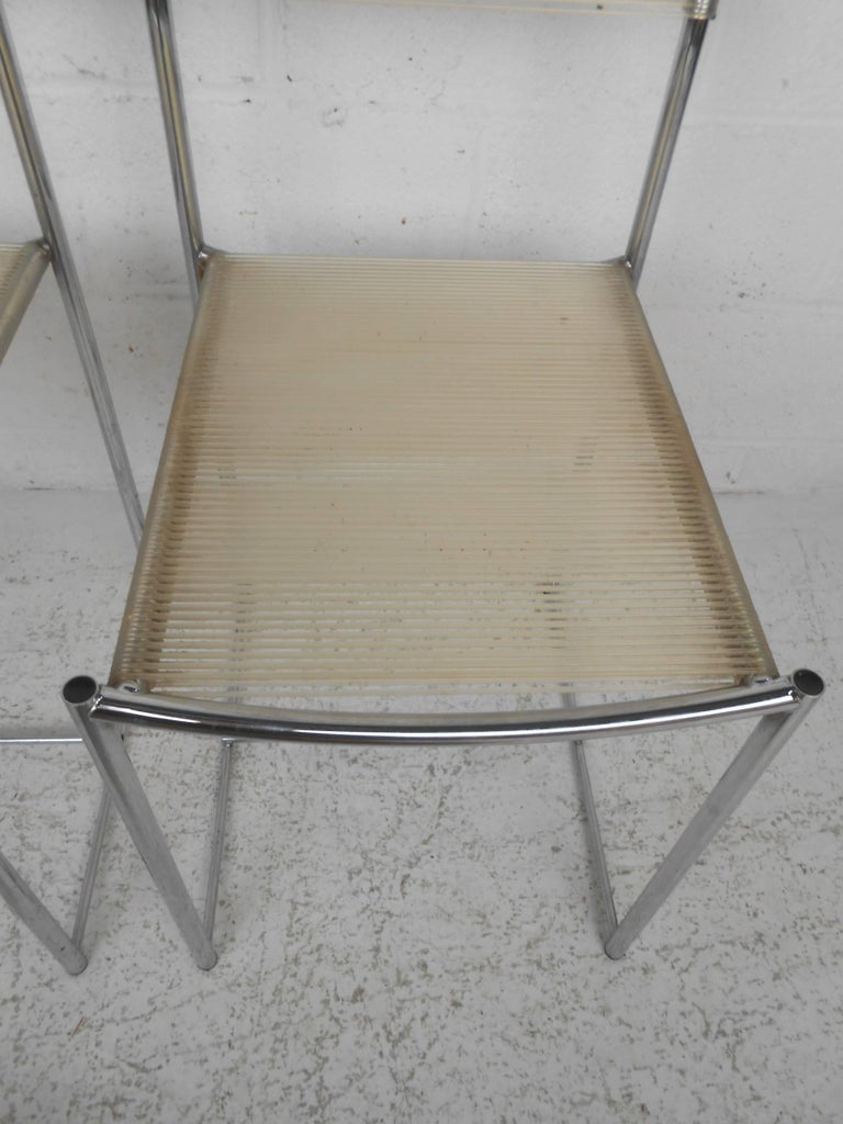 Amazing Set of Four Chrome and Vinyl Cord Dining Chairs at 1stDibs