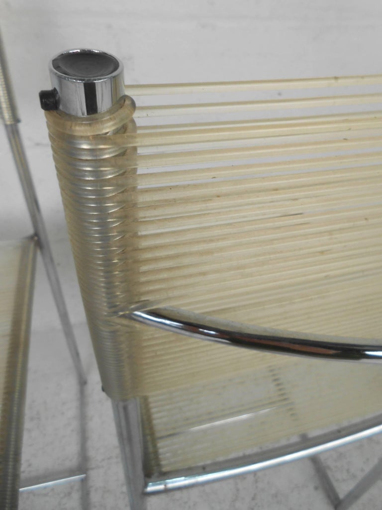 Amazing Set of Four Chrome and Vinyl Cord Dining Chairs at 1stDibs